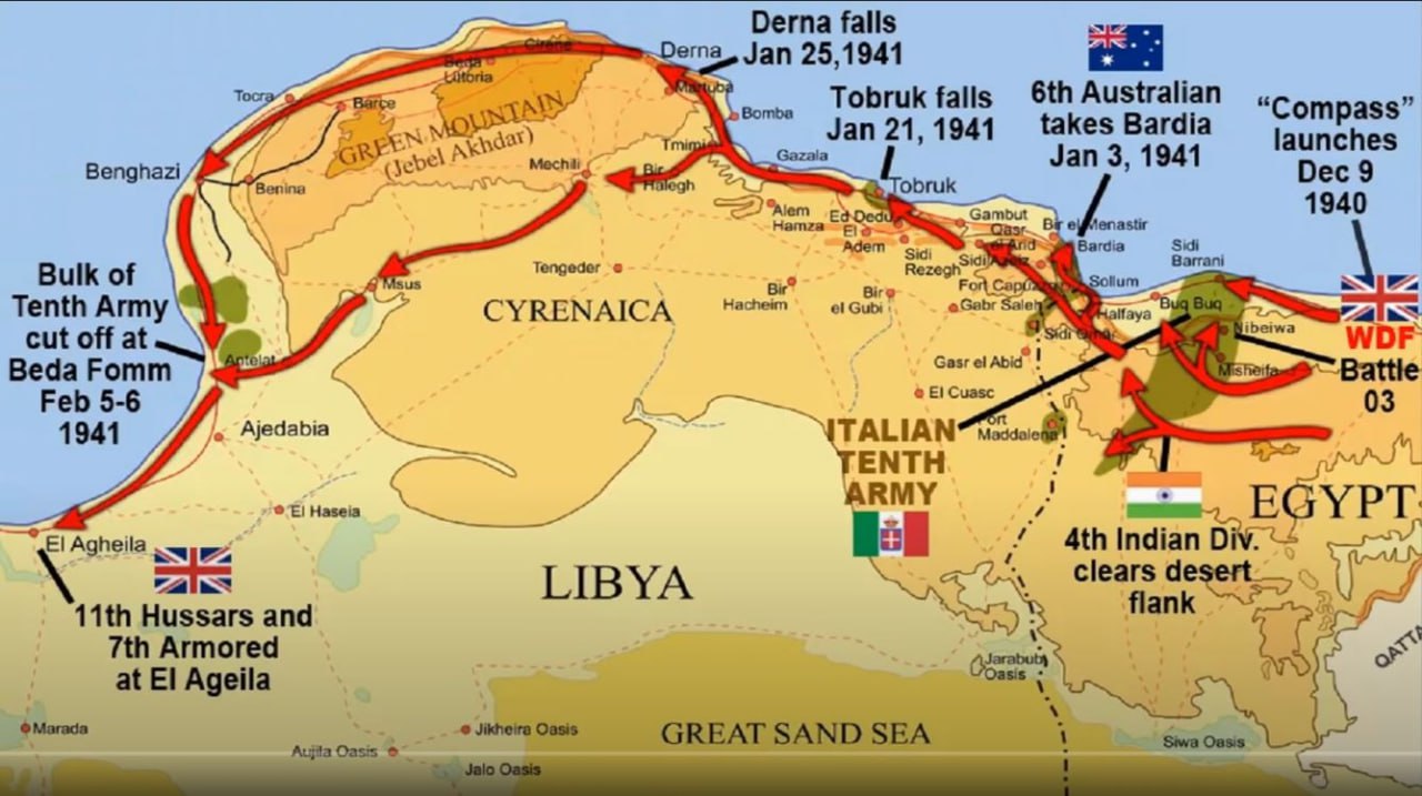 9 декабря 1940 года началась стратегическая военная операция вооруженных сил союзников в Ливии под кодовым названием «Компас». 
