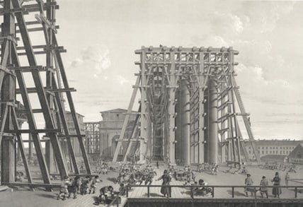 1 апреля 1828 года в Санкт-Петербурге была установлена первая колонна Исаакиевского собора